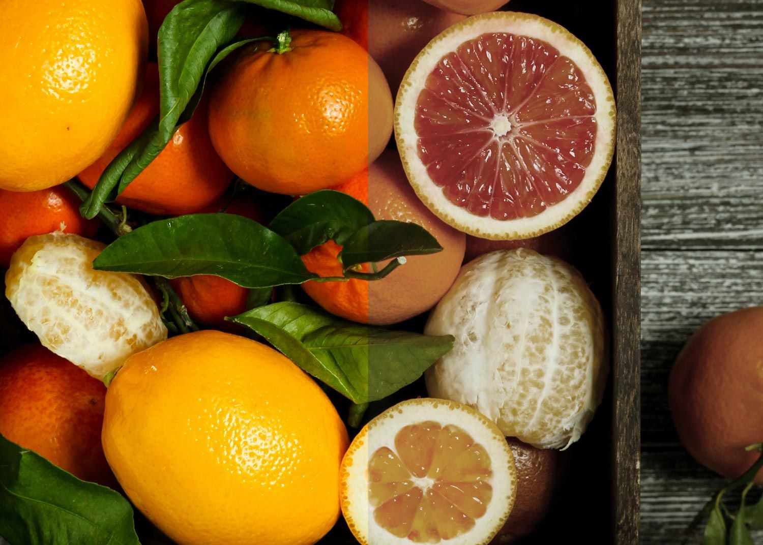 Light comparison on citric fruit